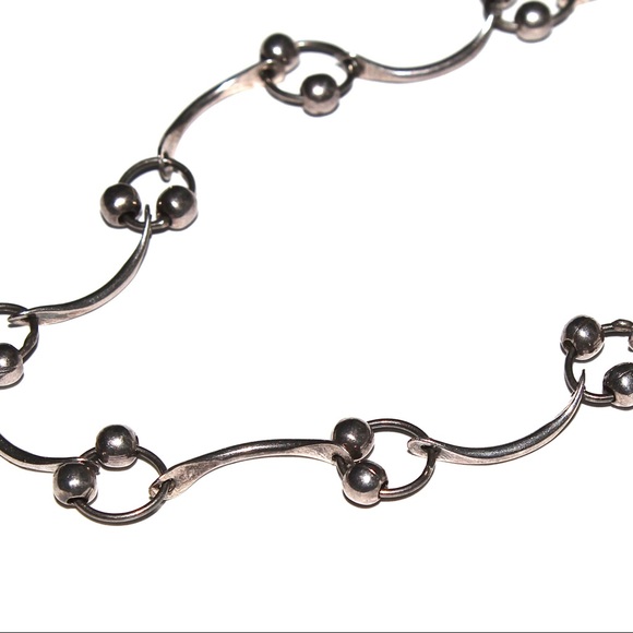 Vintage Sterling Silver Ball Bead Curved Link Bracelet Dancing Beads - Picture 2 of 6
